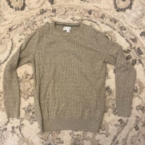 Kim Rogers Size Medium Heathered Grey green cableknit crew neck sweater